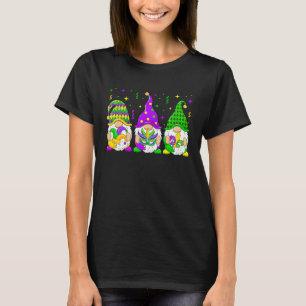 Mardi Gras With My Gnomies Cute Three Gnomes Squad T-Shirt