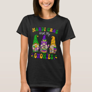 Mardi Gras With My Gnomies Funny Mardi Gras Beads T-Shirt