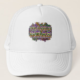 Mardi Gras with Optional Custom Text Trucker Hat