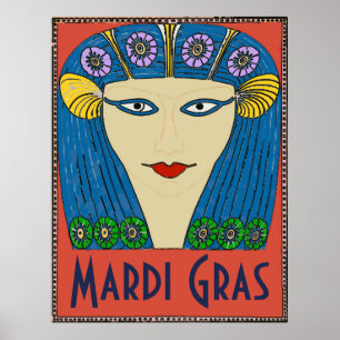 Mardi Gras Woman Face Poster