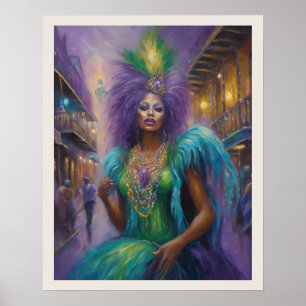 Mardi Gras Woman Headpiece Costume Poster