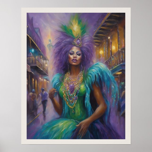 Mardi Gras Woman Headpiece Costume Poster (Front)