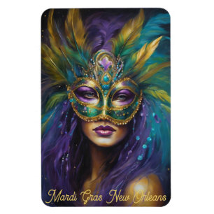Mardi Gras Woman In Mask Carnival Edit Text Magnet