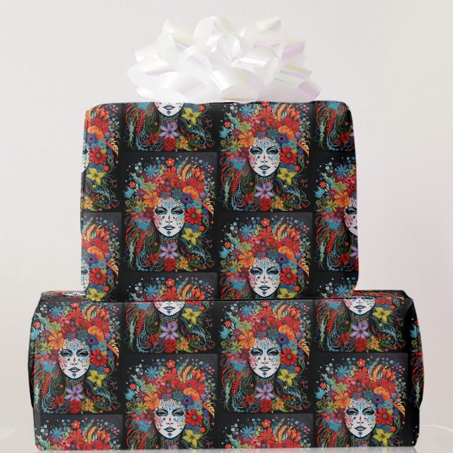 Mardi Gras Woman In Mask & Headdress Wrapping Paper (Creator Uploaded)