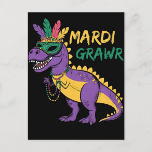 Mardi gras, women mardi gras, crawfish shirt mardi holiday postcard