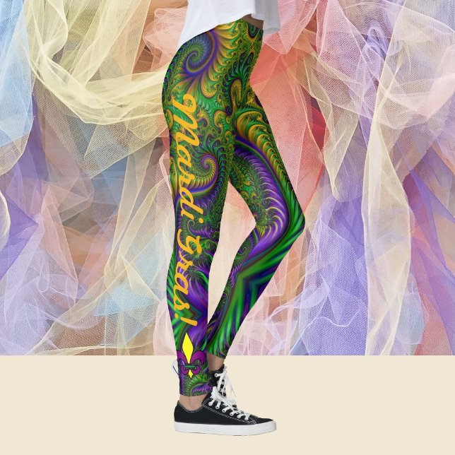 Mardi Gras Womens Leggings Purple Green Pants (Creator Uploaded)