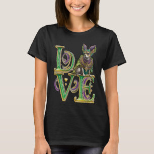 Mardi Gras Word LOVE Chihuahua Masquerade T-Shirt