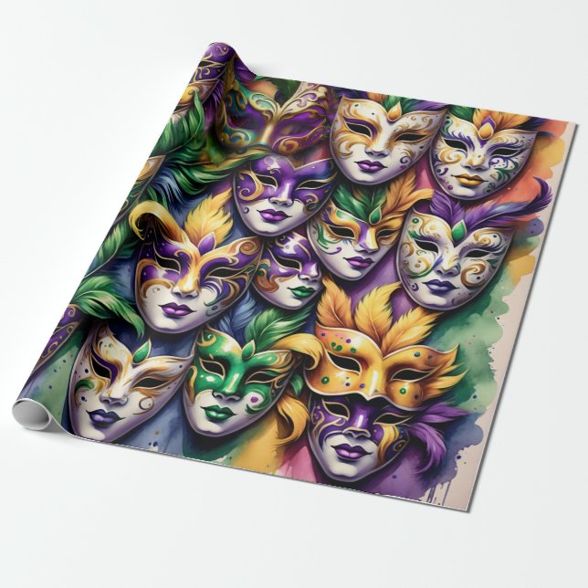 Mardi Gras Wrapping Paper (Unrolled)