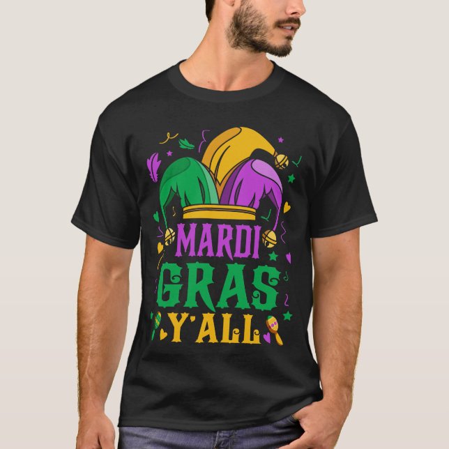Mardi Gras Y’all Jester Hat Carnival Party T-Shirt (Front)
