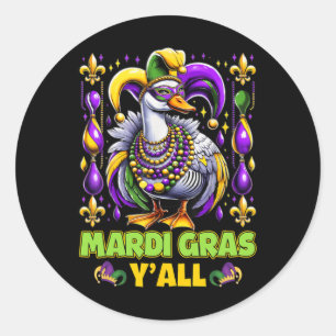 Mardi Gras Y'all Duck Fleur-de-lis Parade Carnival Classic Round Sticker