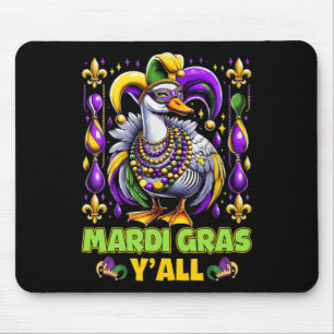 Mardi Gras Y'all Duck Fleur-de-lis Parade Carnival Mouse Mat