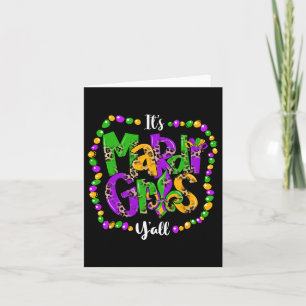 Mardi Gras Y'all Fun Cute Beads Fleur-de-lis Men W Card