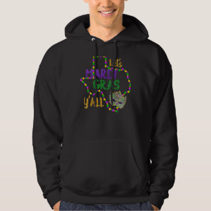 Mardi Gras Y'all Galveston Fun Cute Beads And Mask Hoodie
