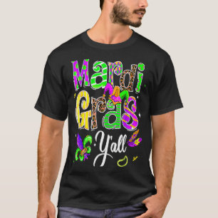 Mardi Gras Y'all Galveston Fun Cute Beads And Mask T-Shirt