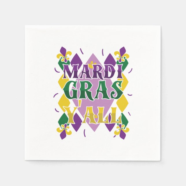 Mardi Gras Yall Street Party Carnival Gift Napkin (Front)
