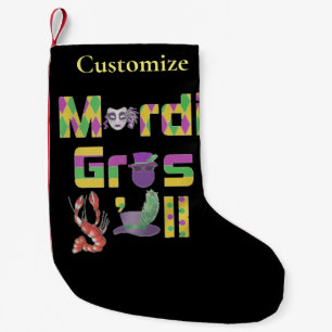 Mardi Gras Y'all Thunder_Cove Small Christmas Stocking