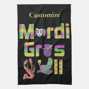 Mardi Gras Y'all Thunder_Cove Tea Towel