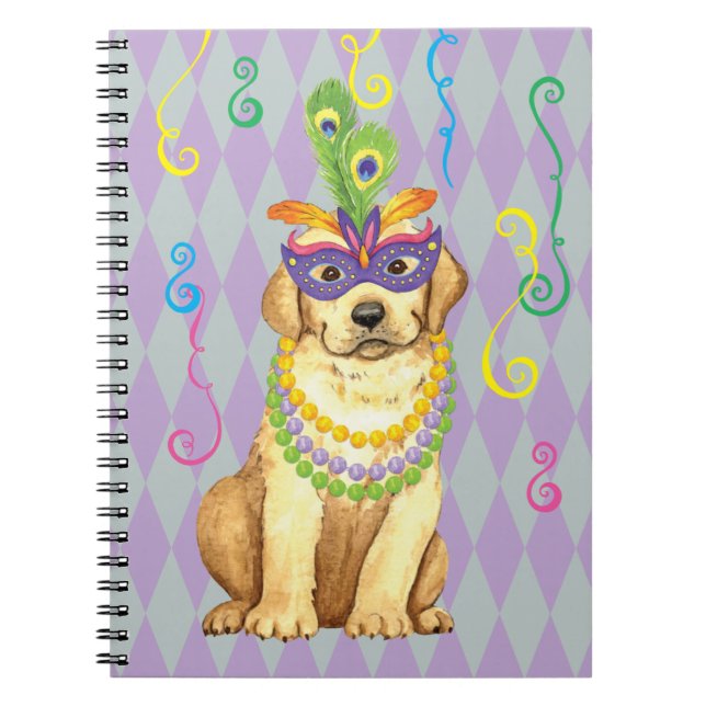Mardi Gras Yellow Lab Notebook (Front)