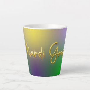 Mardi Gras Yellow, Purple, Green Latte Mug
