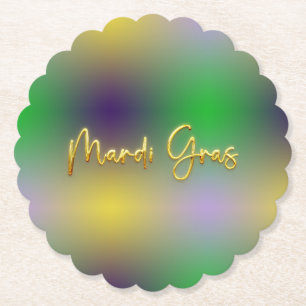 Mardi Gras Yellow, Purple, Green Paper Coaster