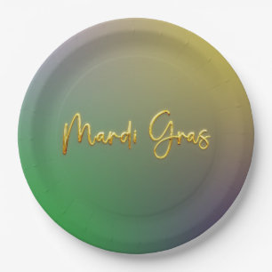 Mardi Gras Yellow, Purple, Green Paper Plate