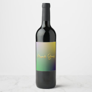 Mardi Gras Yellow, Purple, Green Wine Label