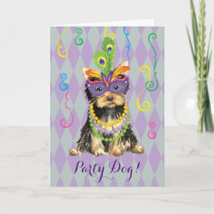 Mardi Gras Yorkie Card