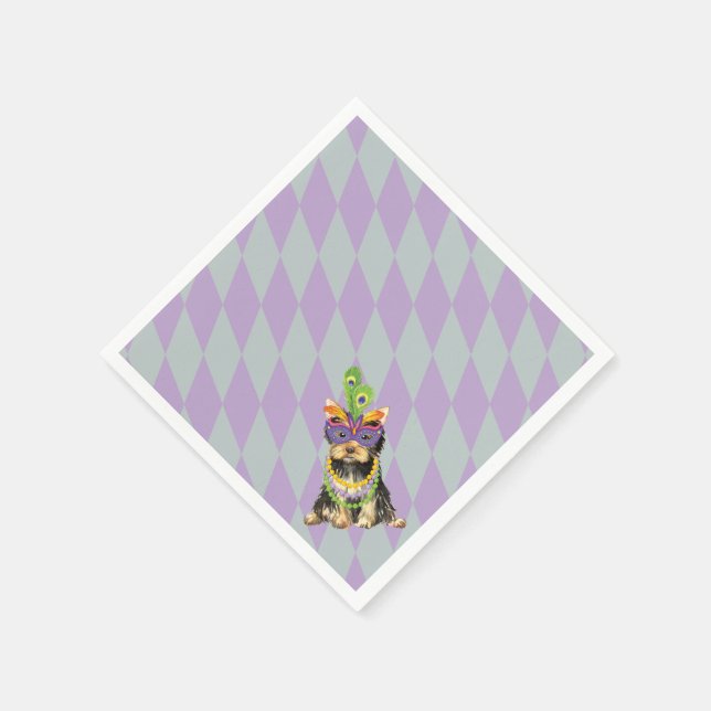 Mardi Gras Yorkie Napkin (Corner)