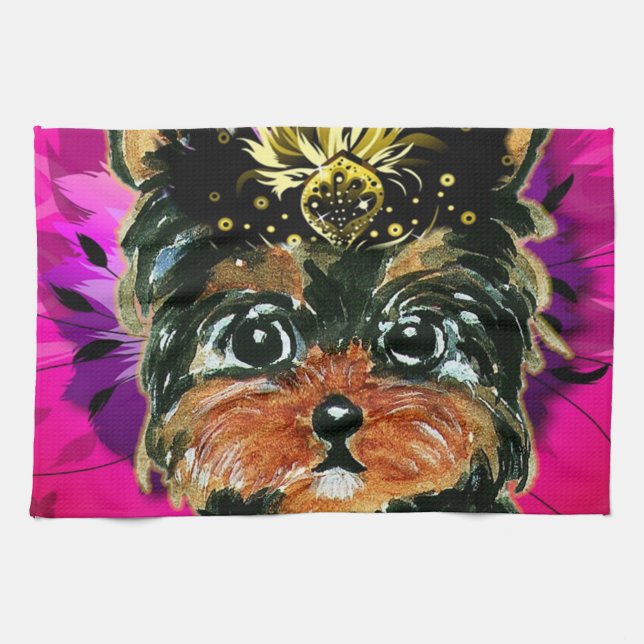 MARDI GRAS YORKIE POO TEA TOWEL (Horizontal)
