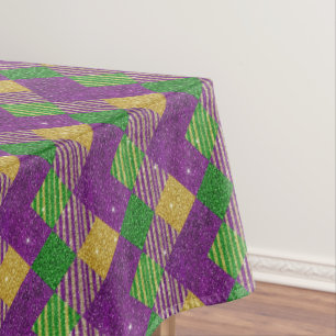 Mardi Gras Zig Zag Pattern  Tablecloth