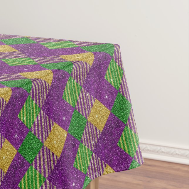 Mardi Gras Zig Zag Pattern  Tablecloth (In Situ)