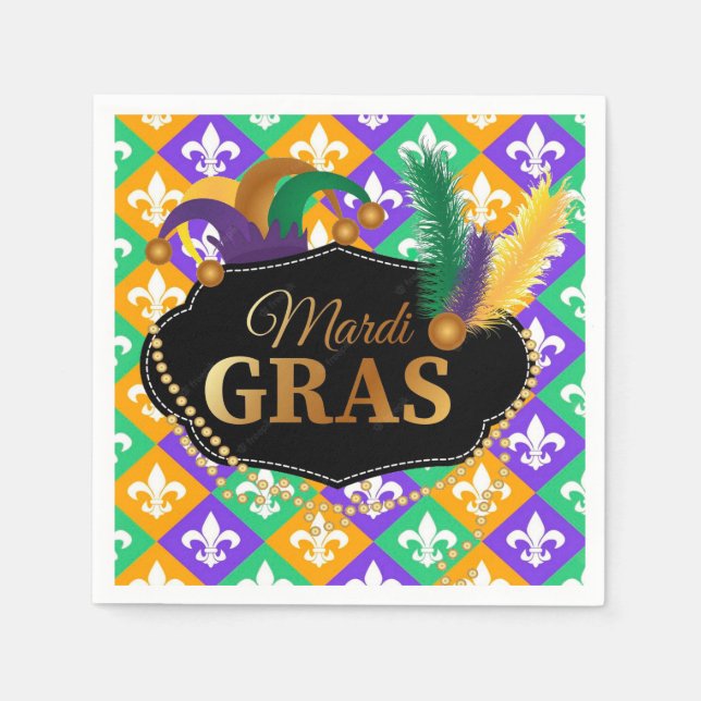 Mardi Grass Fleur de Lis Napkin (Front)