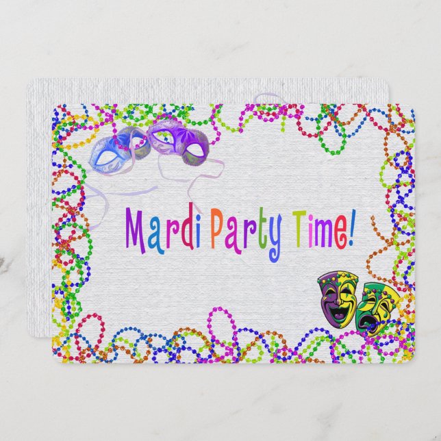 Mardi Grass Party Invite (Front/Back)