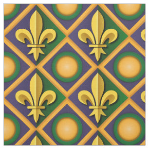 Mardi grass pattern with golden fleur-de-lis fabric