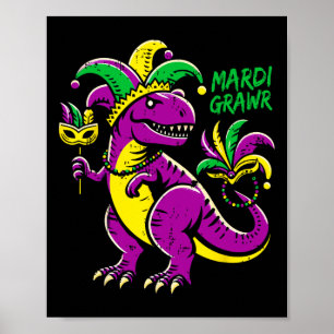 Mardi Grawr Dino T-rex Outfit Boys Kids Toddler Ma Poster