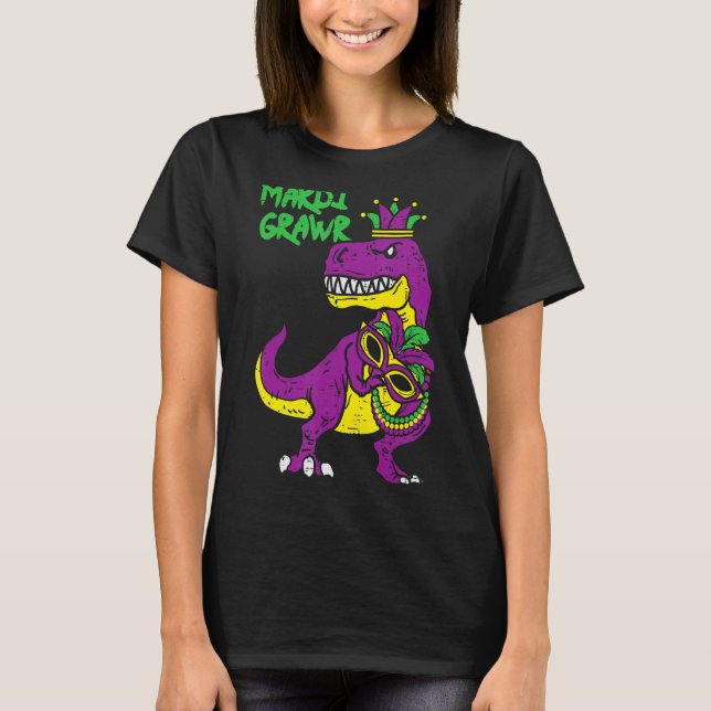 Mardi Grawr Rex Dino Toddler Kids Mardi Gras Boys T-Shirt (Front)