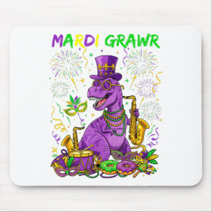 Mardi Grawr Rex Dinosaur Funny Design Mouse Mat