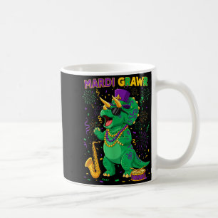 Mardi Grawr T-Rex Dino Mardi Gras in Triceratop Coffee Mug