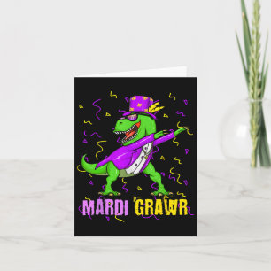 Mardi Grawr T-rex Dino Toddler Kids Mardi Gras Boy Card