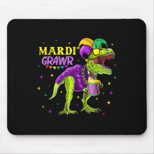 Mardi Grawr T-rex Dino Toddler Kids Mardi Gras Boy Mouse Mat