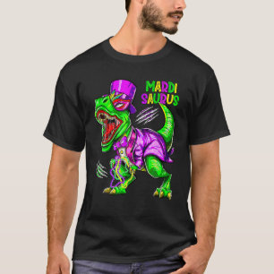 Mardi Grawr T Rex Dinosaur Bead Mardi Gras Party B T-Shirt