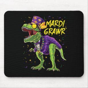 Mardi Grawr T-rex Dinosaur Dino Mardi Gras Kids Bo Mouse Mat