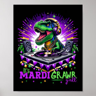 Mardi Grawr Trex Dino Dj Costume Toddler Boy Kids  Poster