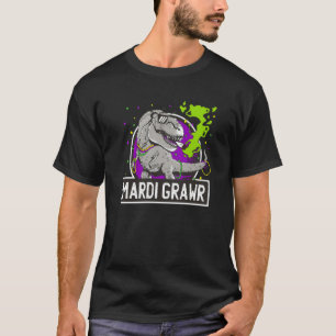 Mardi Grawr TRex Dinosaur Mardi Gras Bead New Orle T-Shirt