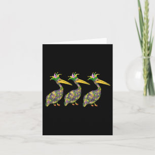 Mardi Pelicans Mardi Gras Beads Louisiana Parade N Card