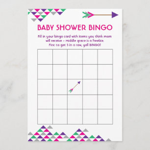 Mardia Gras Tribal & Arrow Baby Shower Bingo Cards