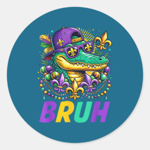 Mardigator Alligator Bruh Mardi Gras Classic Round Sticker
