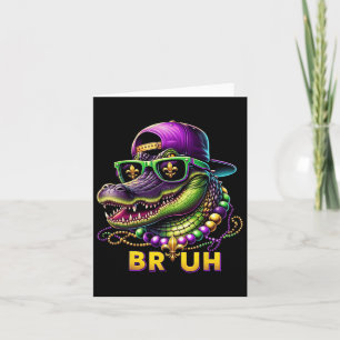 Mardigator Alligator Bruh Mardi Gras Costume Teens Card
