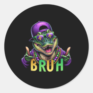 Mardigator Alligator Bruh Mardi Gras Costume Teens Classic Round Sticker