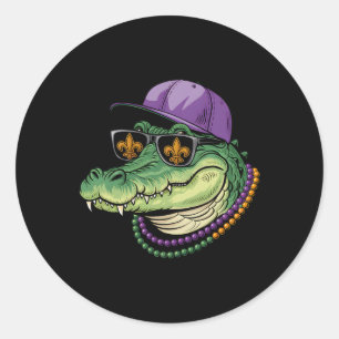 Mardigator Alligator Bruh Mardi Gras Costume Teens Classic Round Sticker